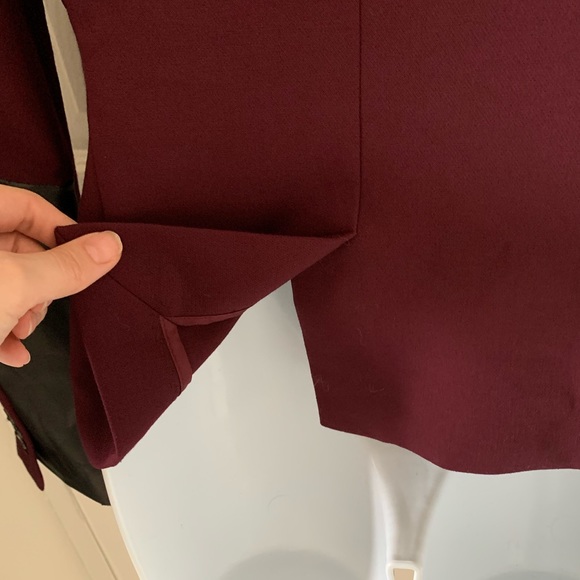 Burgundy Mexx Metropolitan Blazer Jacket with Black Faux Leather Details - Picture 11 of 16